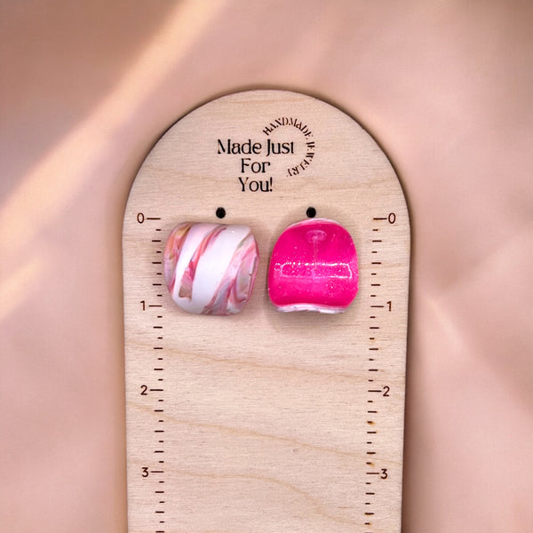 Pink Marble Curve Studs