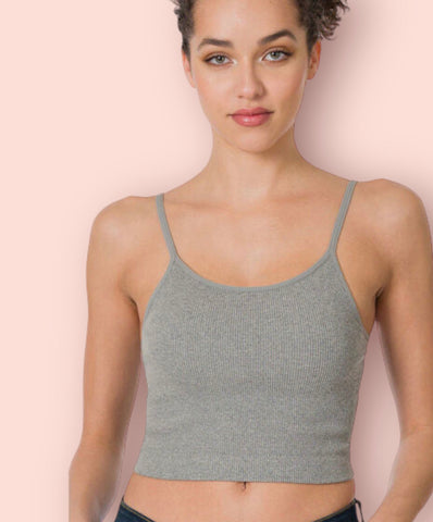 Made Just For You! Zenana Ribbed Seamless Cropped Cami with Bra Pads